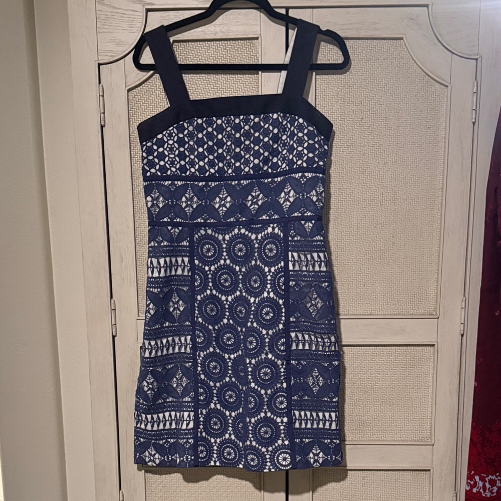 Navy and White Patterned Dress